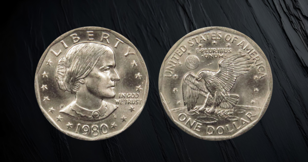 1980-P Kennedy Half Dollar Overstruck on Susan B. Anthony Dollar