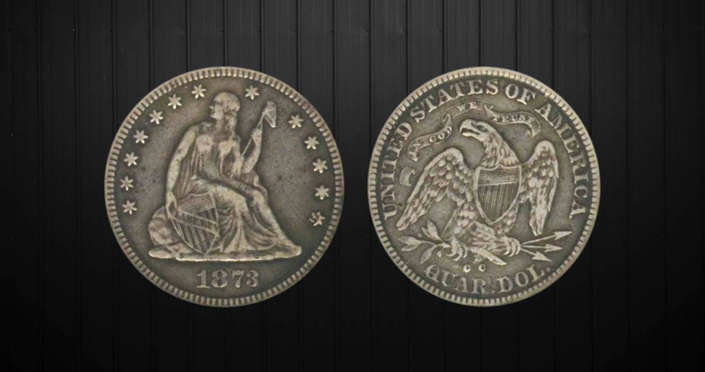 15. 1873-CC No Arrows Liberty Seated Quarter